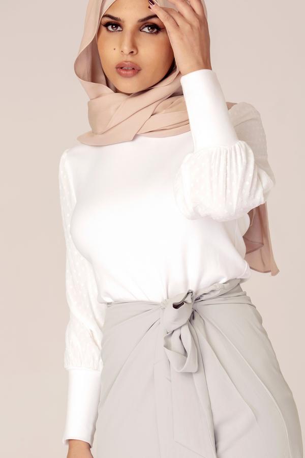 LANTERN SLEEVE TOP - WHITE